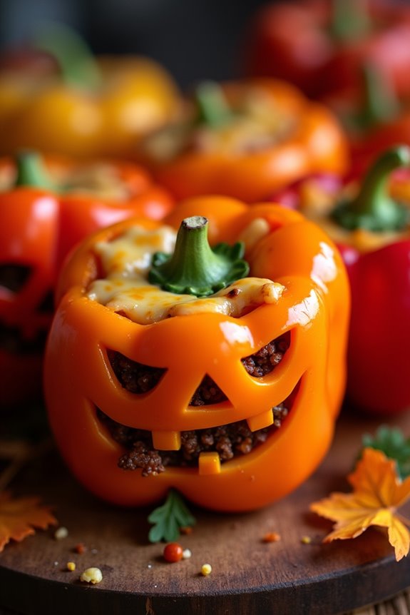 halloween themed stuffed peppers