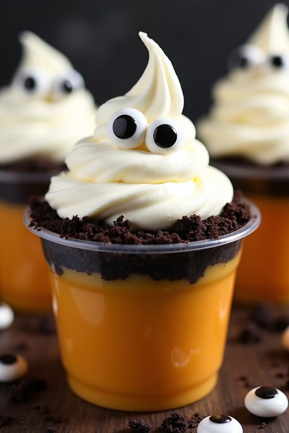 haunted pumpkin pudding cups