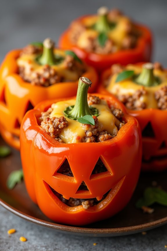 jack o lantern stuffed peppers