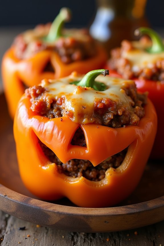 jack o lantern stuffed peppers