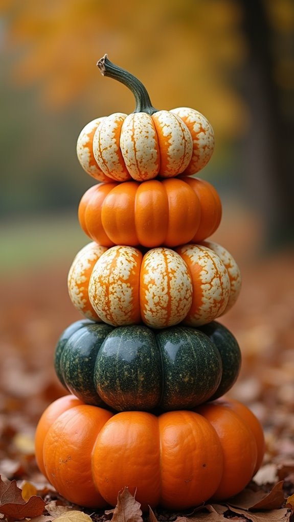 layered textured pumpkin stack