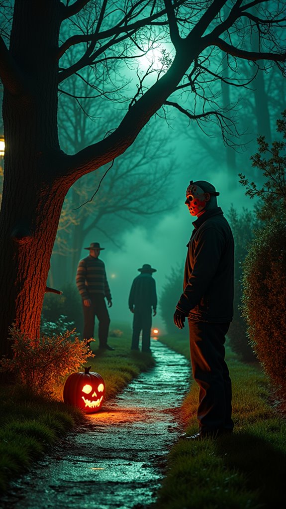 life size horror decorations displayed