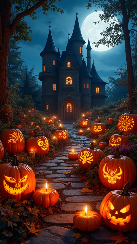 magical pumpkin castle carving