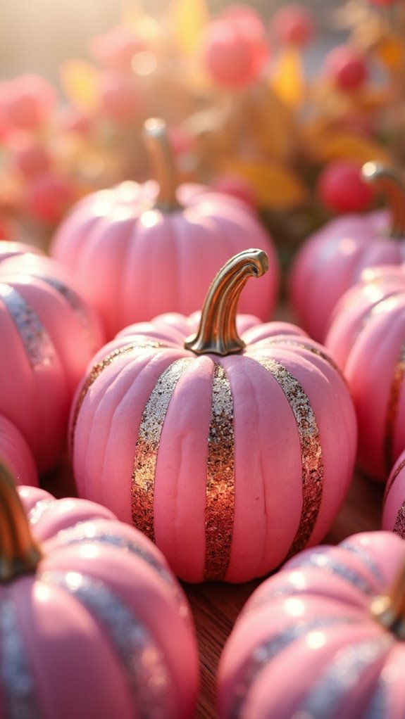 metallic pink pumpkin decor
