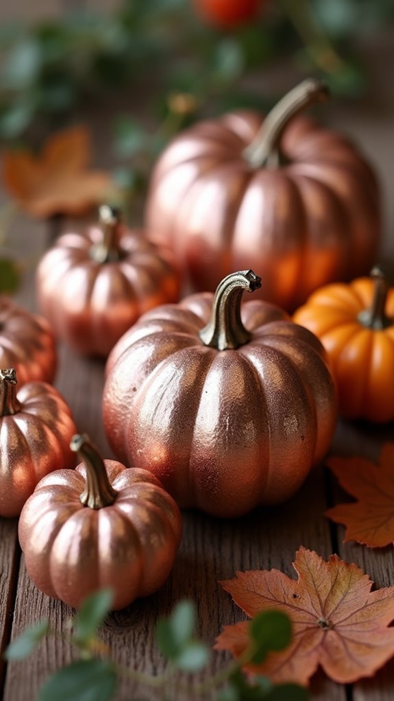 metallic rose gold pumpkins