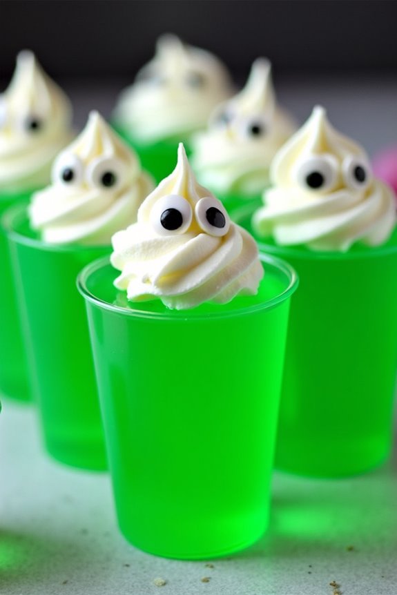 minty green halloween shots