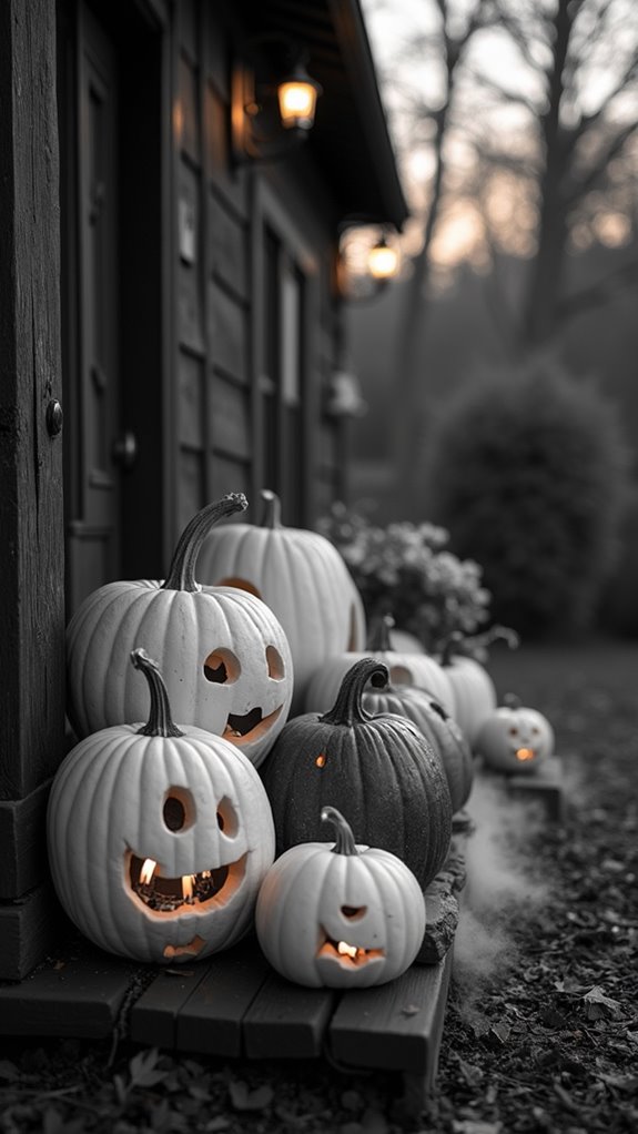 monochrome pumpkin halloween decor