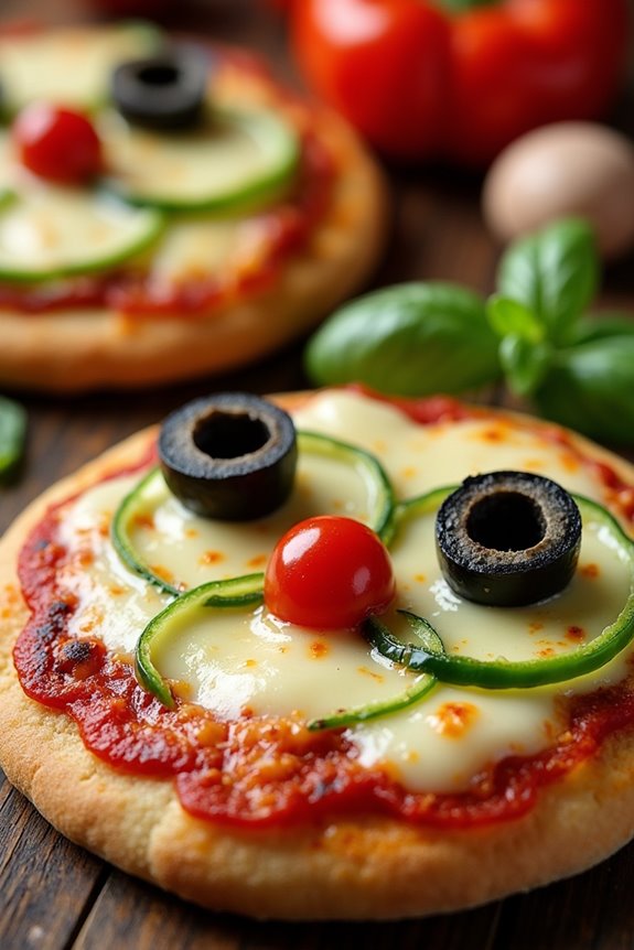 monster face veggie pizzas