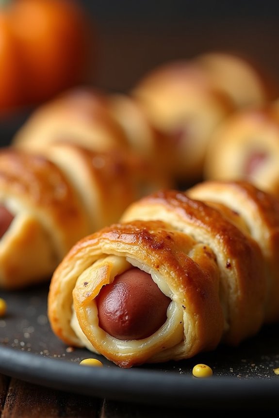 mummy themed mini hot dogs