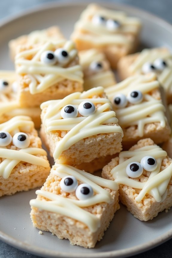 mummy themed rice krispie treats