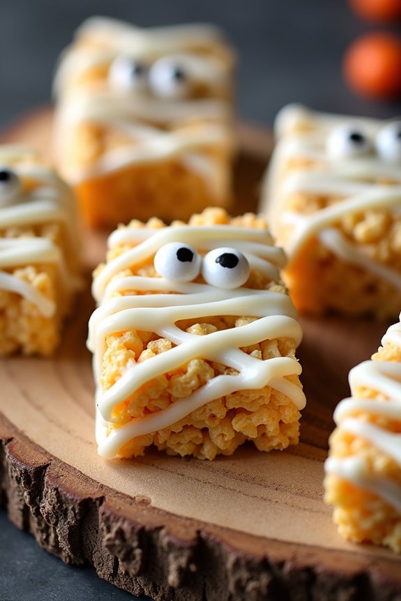 mummy themed rice krispie treats