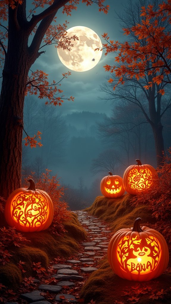 nature inspired pumpkin carvings