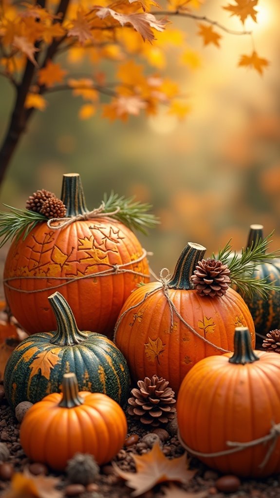 nature inspired pumpkin decor
