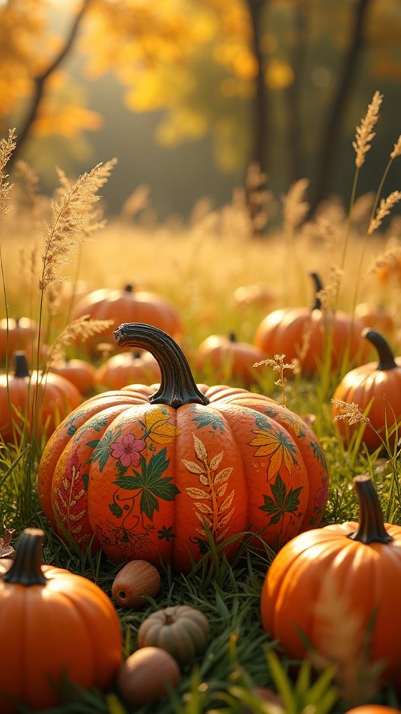 nature themed pumpkin artistry
