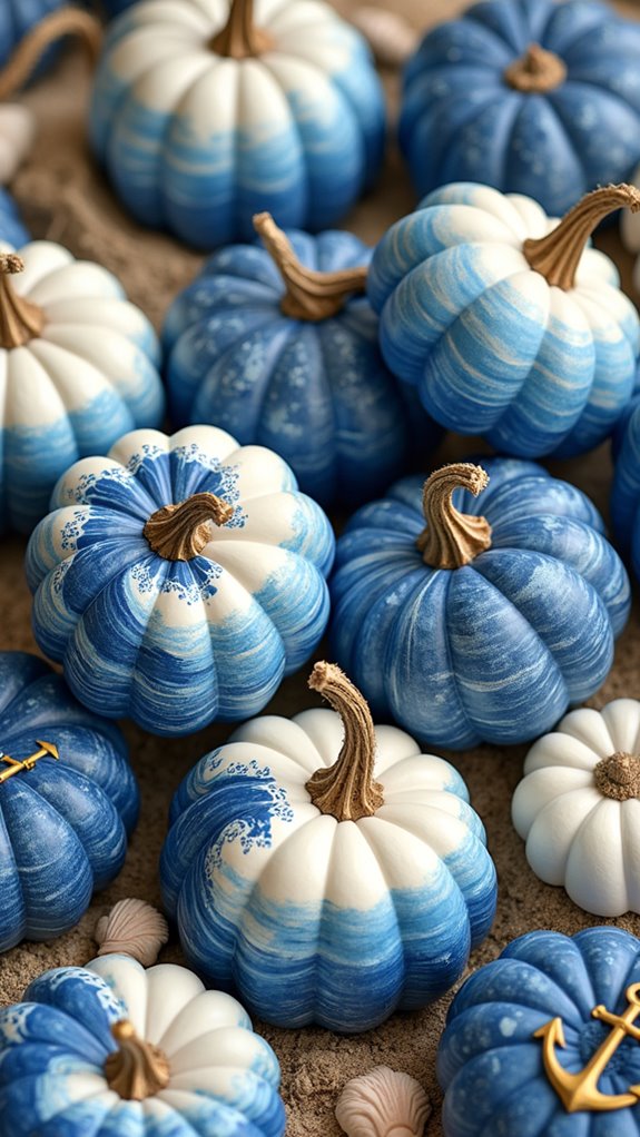 nautical themed pumpkin decor