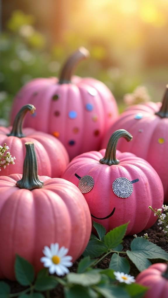 pink pumpkin planter decor