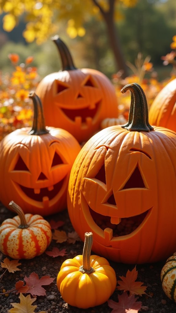 playful emoji pumpkin carvings