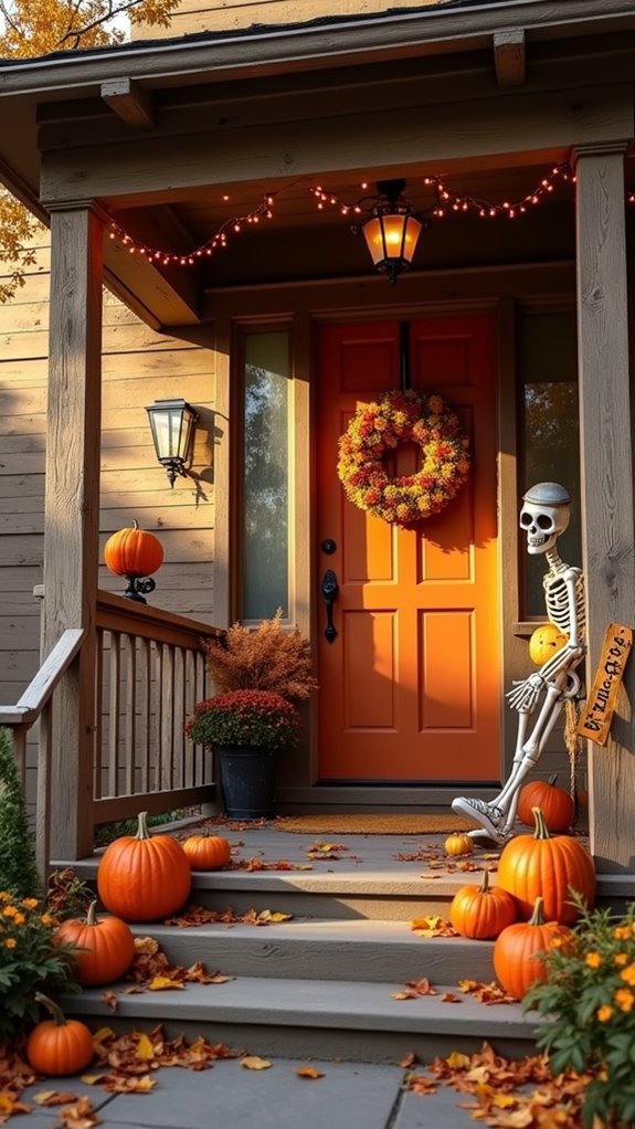 playful halloween skeleton decor