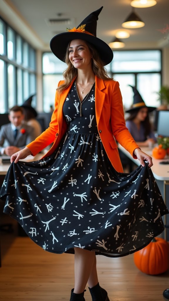 playful halloween skeleton dress