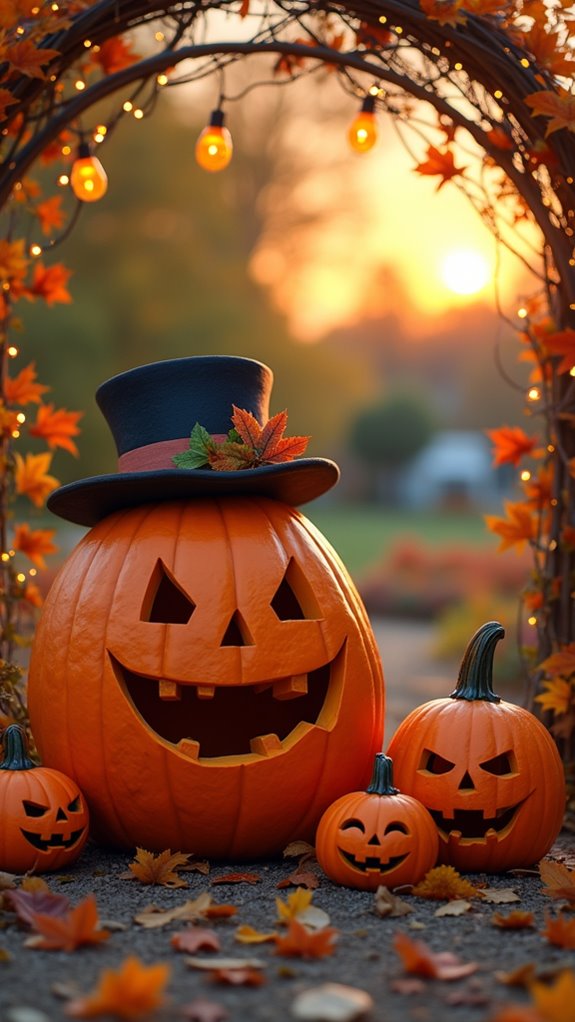 playful pumpkin family display