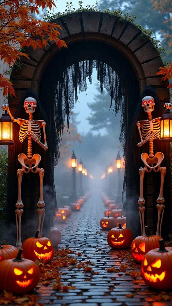 playful spooky skeleton displays