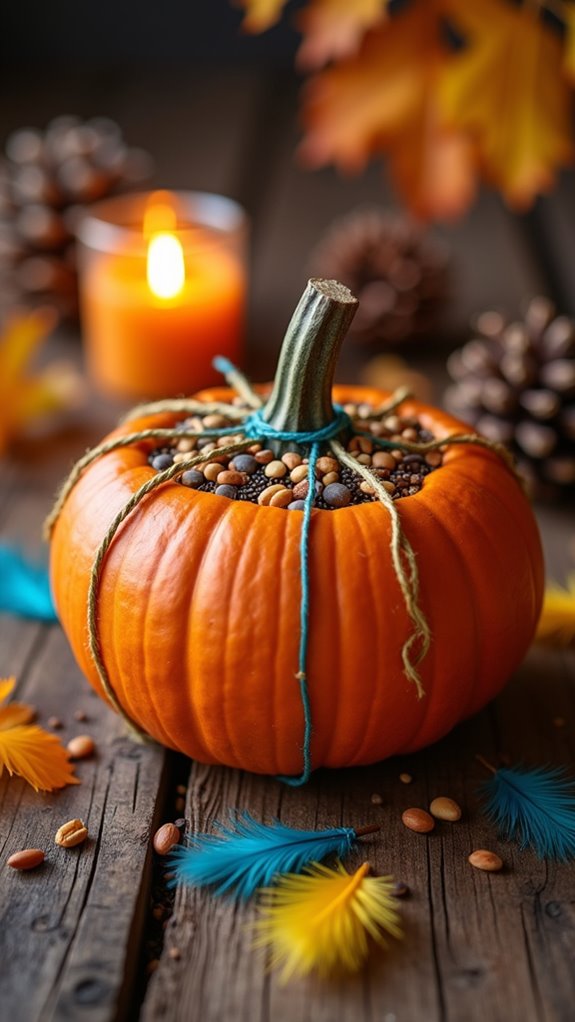 pumpkin bird feeder creation