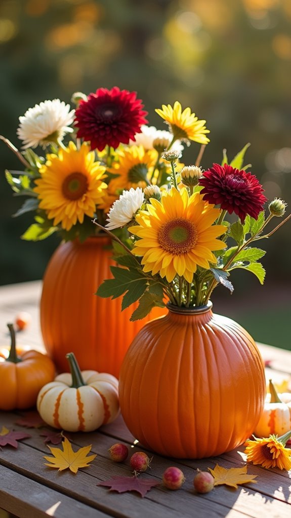 pumpkin floral arrangement vase