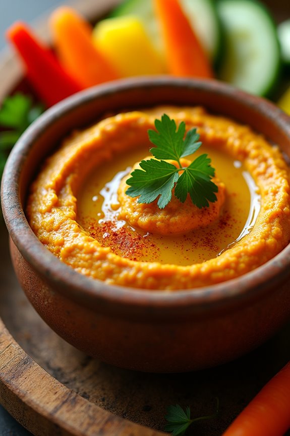 pumpkin hummus with crudit s