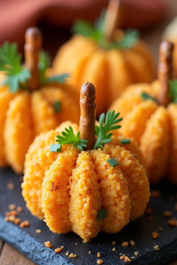 pumpkin shaped cheese ball appetizer