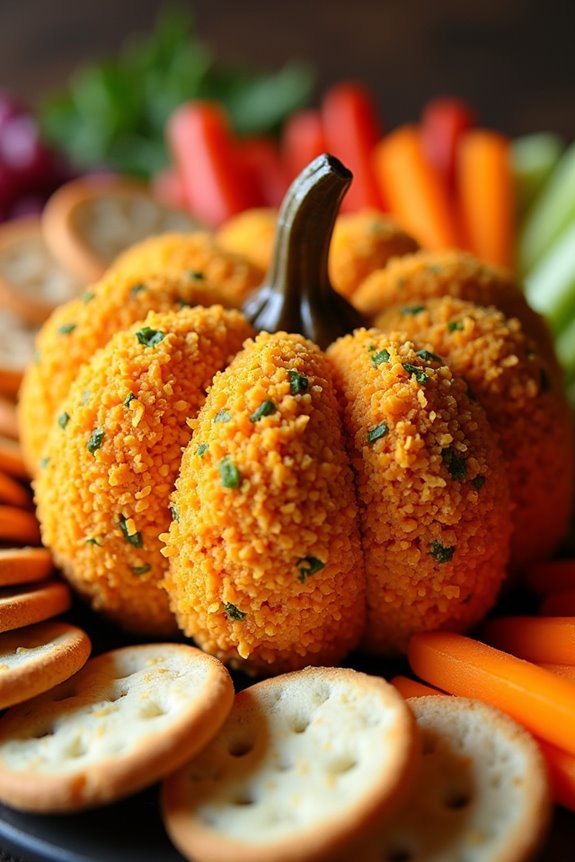 pumpkin shaped cheese ball appetizer