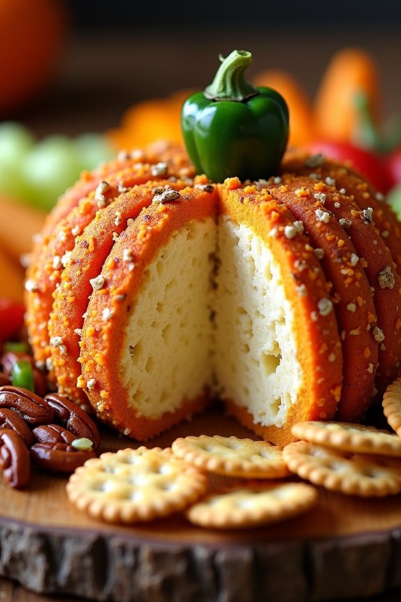pumpkin shaped cheese ball appetizer