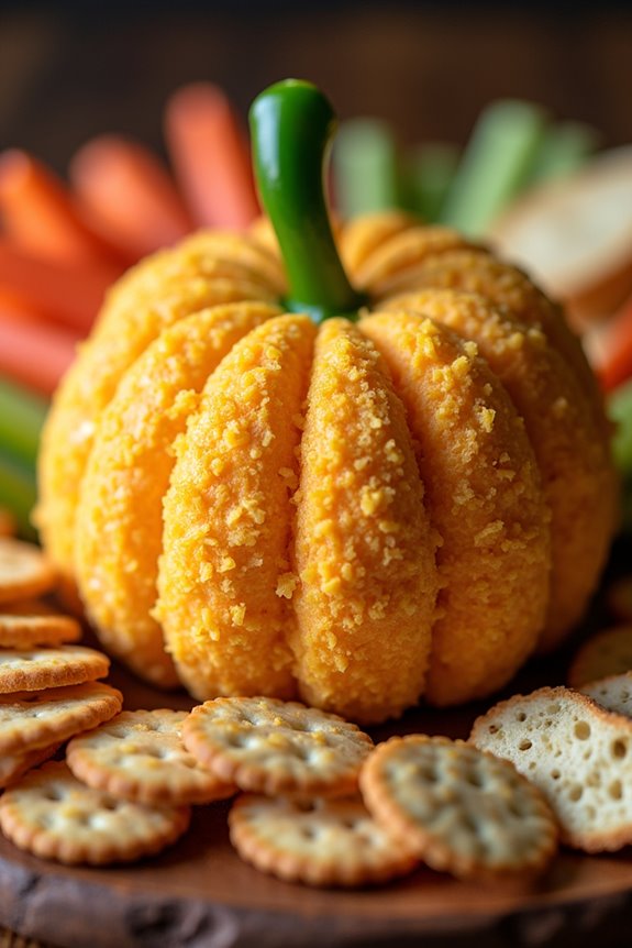 pumpkin shaped cheese ball delight