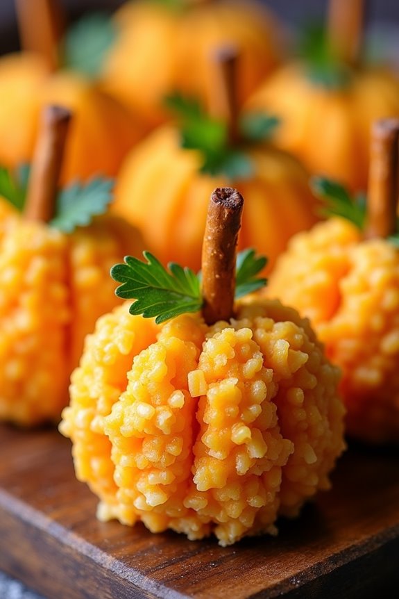 pumpkin shaped cheesy snacks