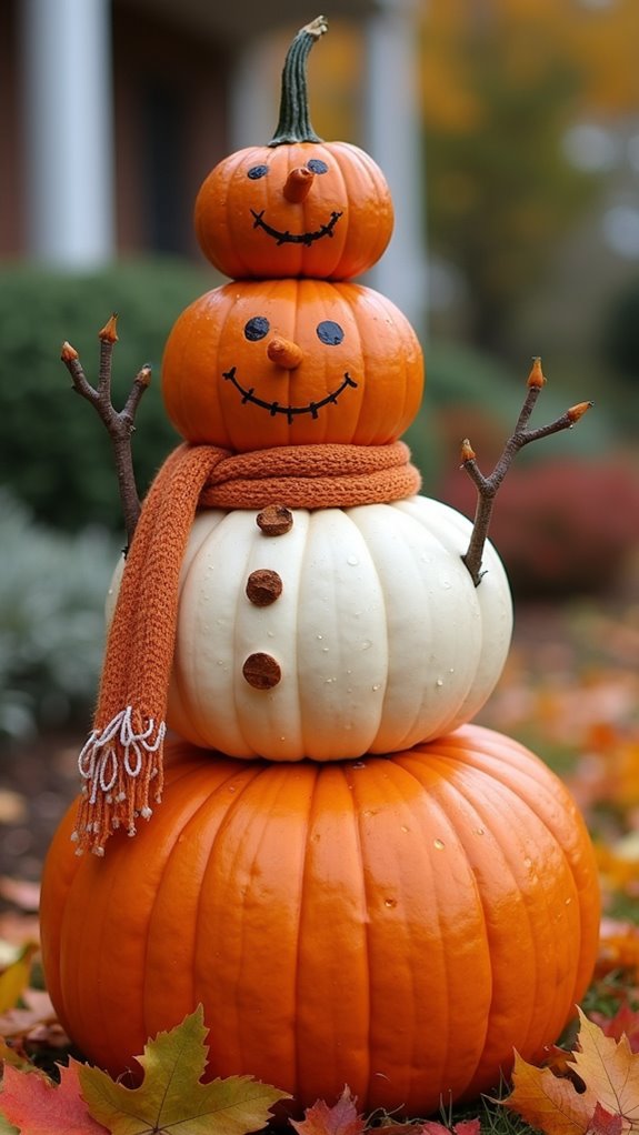 pumpkin snowman autumn decor