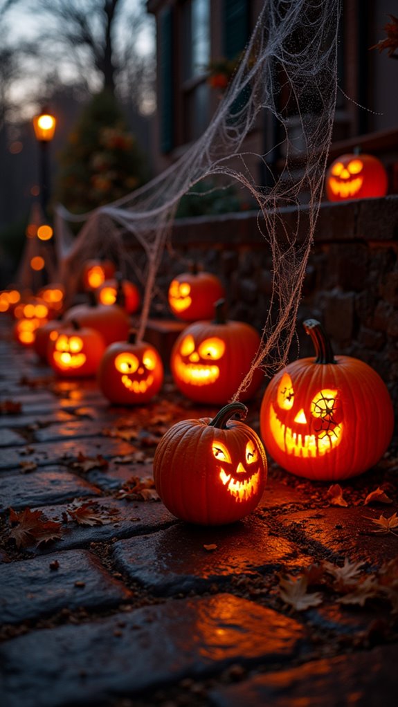 pumpkin spider web decor