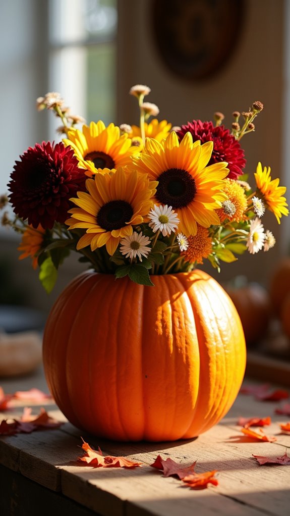 pumpkin vase floral arrangement