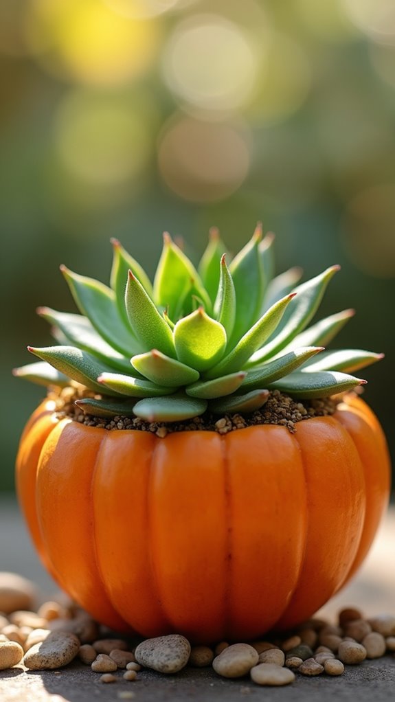 pumpkins filled with succulents