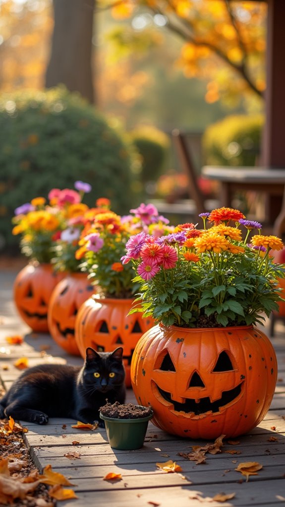 pumpkins turned into planters