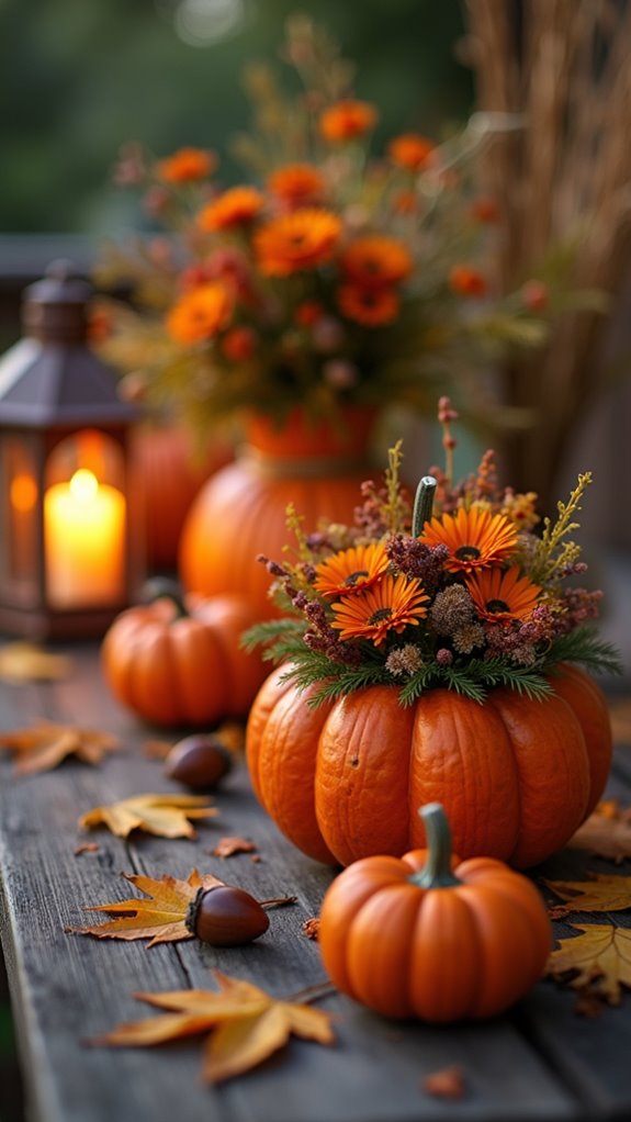 repurposed pumpkins as planters