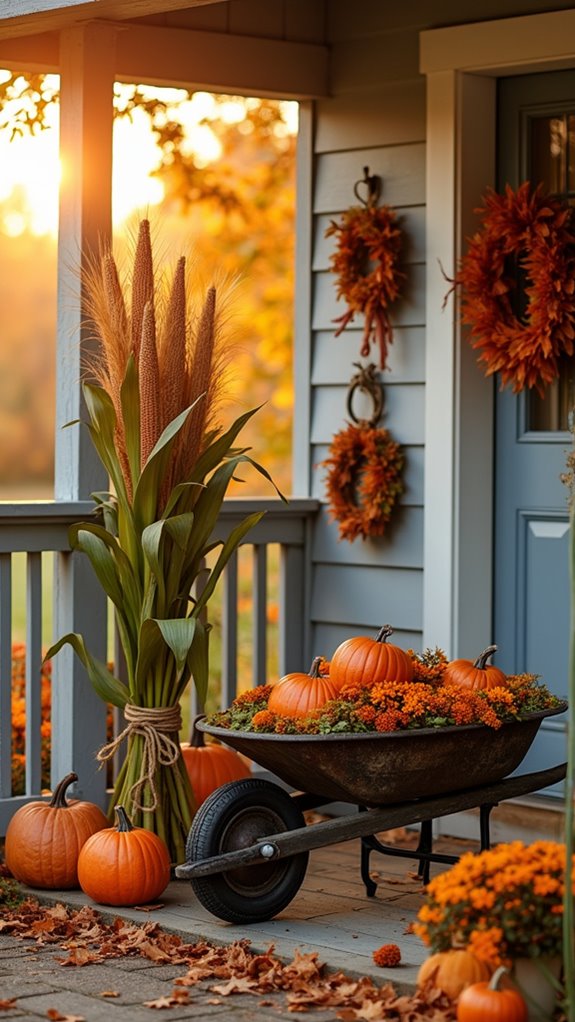 rustic autumn porch decor