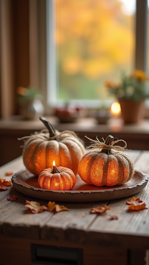 rustic burlap pumpkin decor