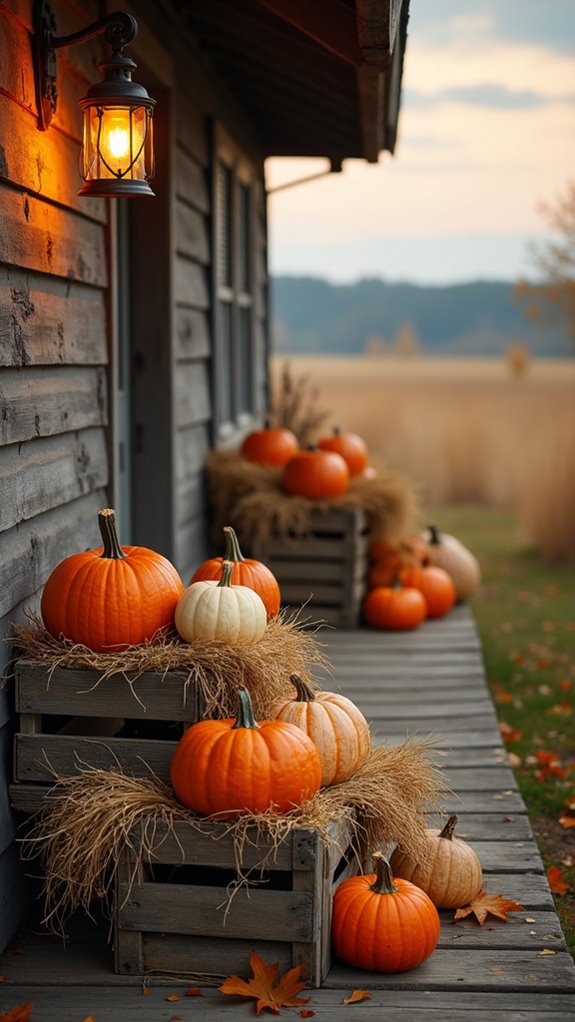 rustic halloween decor display