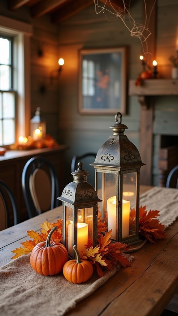 rustic lanterns enhance decor