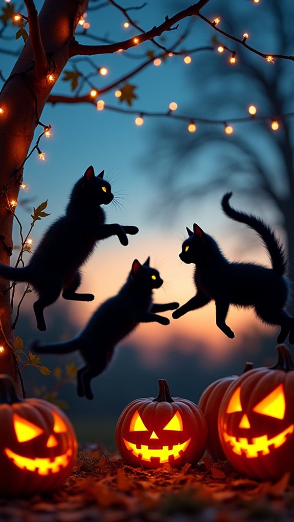 silhouetted black cat decorations
