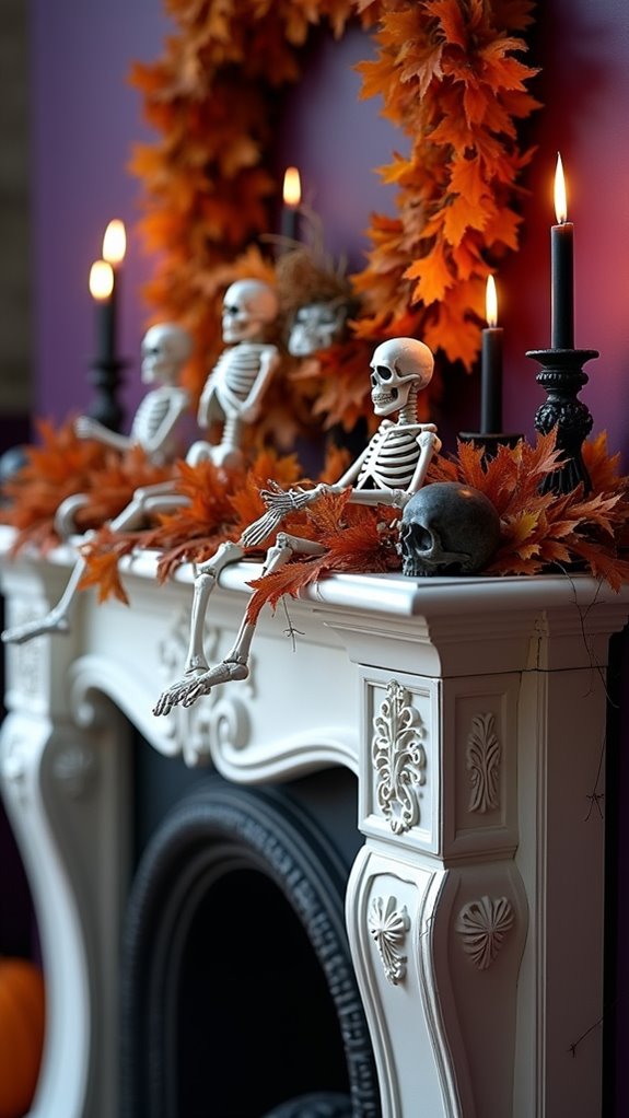 skeletal decor enhances halloween