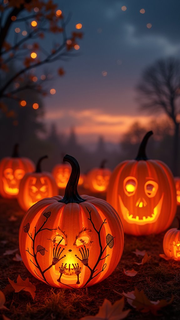 skeleton accents enhance lanterns