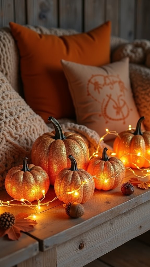 sparkling mini pumpkin decor