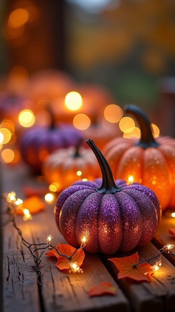 sparkly glittered pumpkin decor