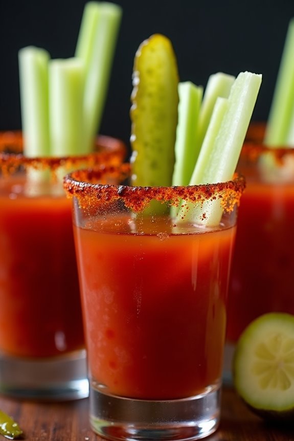 spicy halloween bloody mary shots