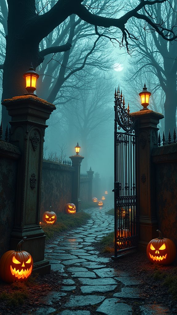 spine chilling halloween graveyard scene